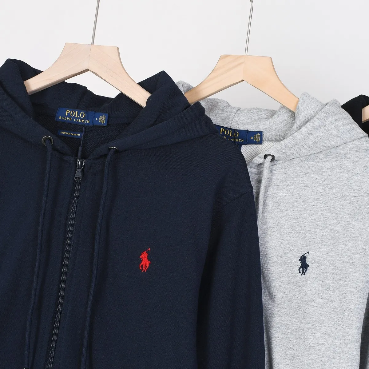 P296 #ralphlaurenpony hooded zipper sweatshirt jacket Color: black gray royal blue Size: M-XXL Fabric: 460g cotton terry